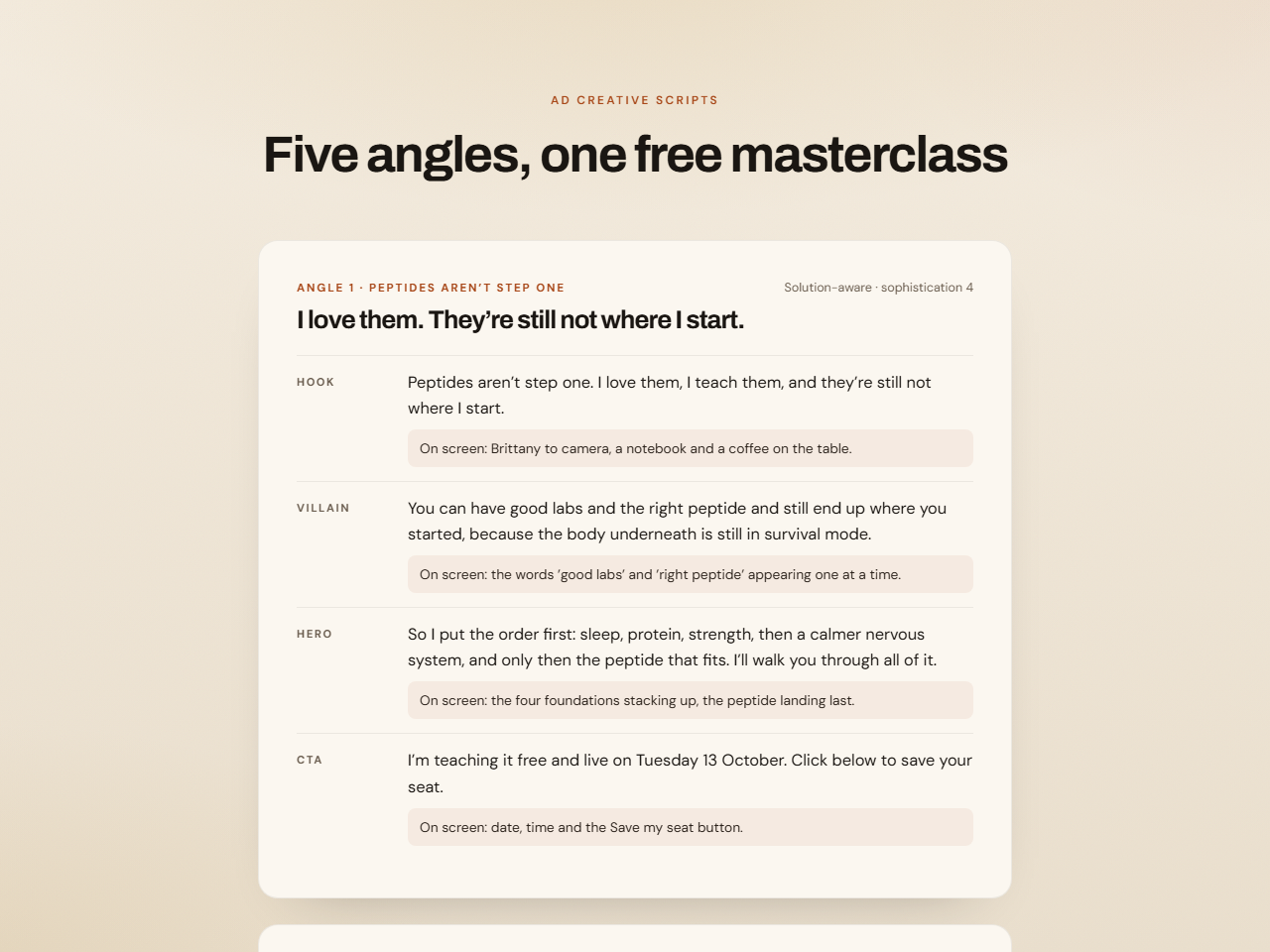 Ad creative scripts preview